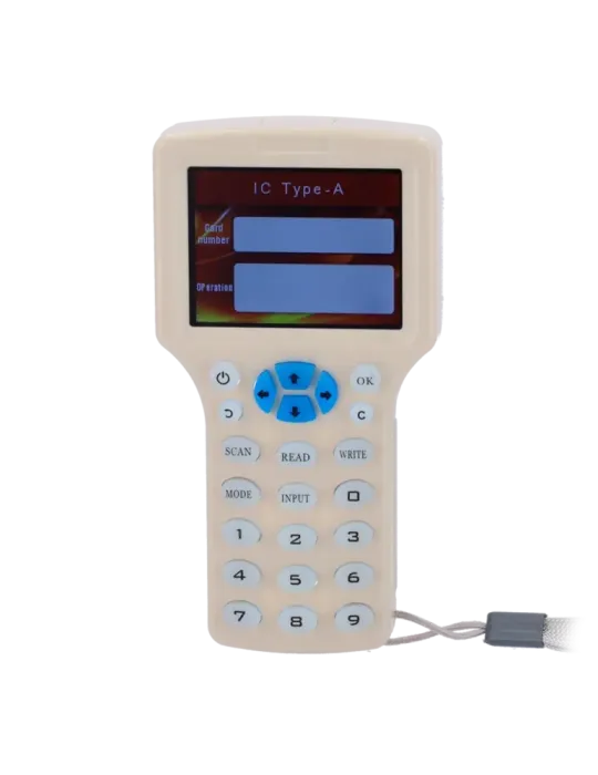 CARDCUBE Lector-escritor de tarjetas RFID - Pantalla 3″ TFT y teclado