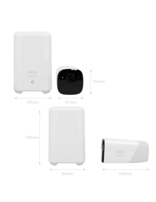 EUFY Kit 2 Cámaras + 1 HomeBase Eufy by Anker - 2K / 13400 mAh / Senso