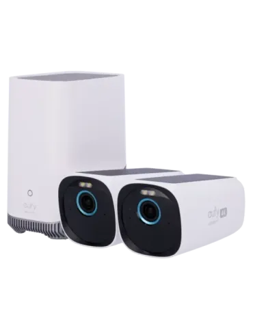 EUFY Kit 2 Cámaras 4K solar + 1 HomeBase 3 - Detección Humanos, mascot