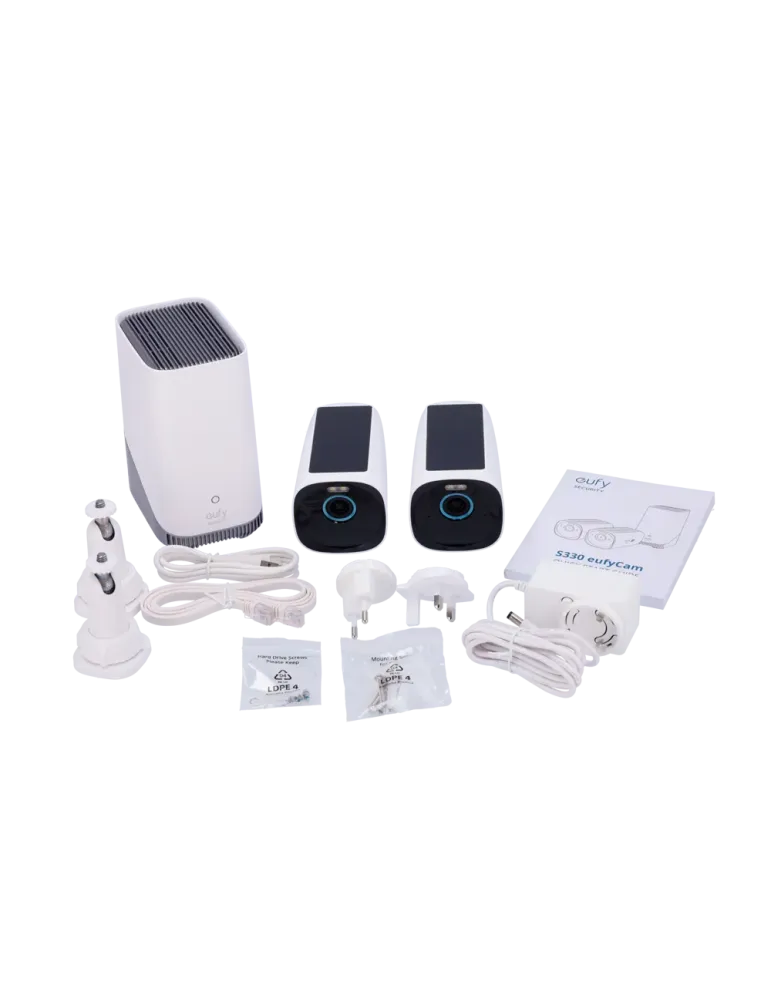 EUFY Kit 2 Cámaras 4K solar + 1 HomeBase 3 - Detección Humanos, mascot