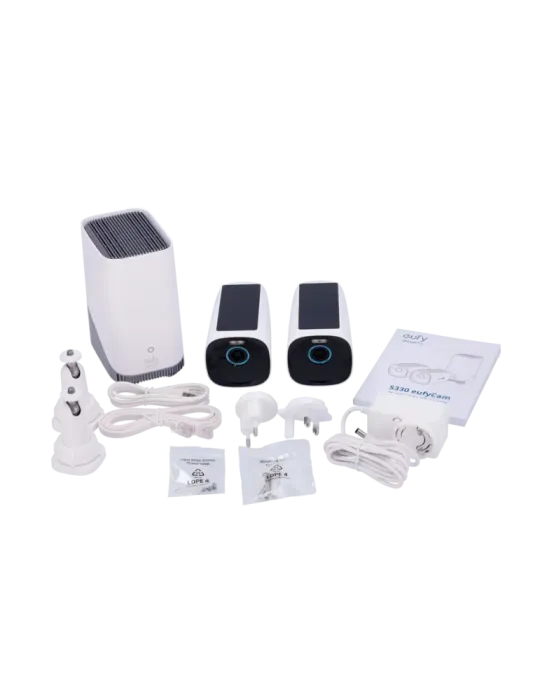 EUFY Kit 2 Cámaras 4K solar + 1 HomeBase 3 - Detección Humanos, mascot