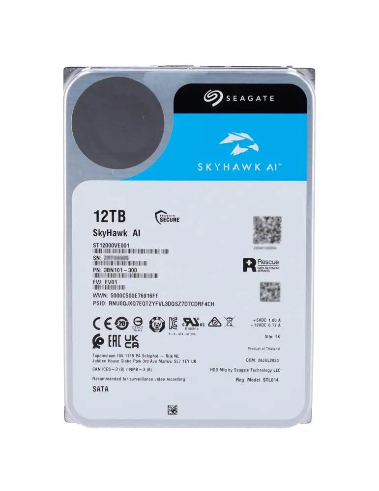 SEAGATE Disco duro Seagate Skyhawk AI - Capacidad 12 TB - Interfaz SAT