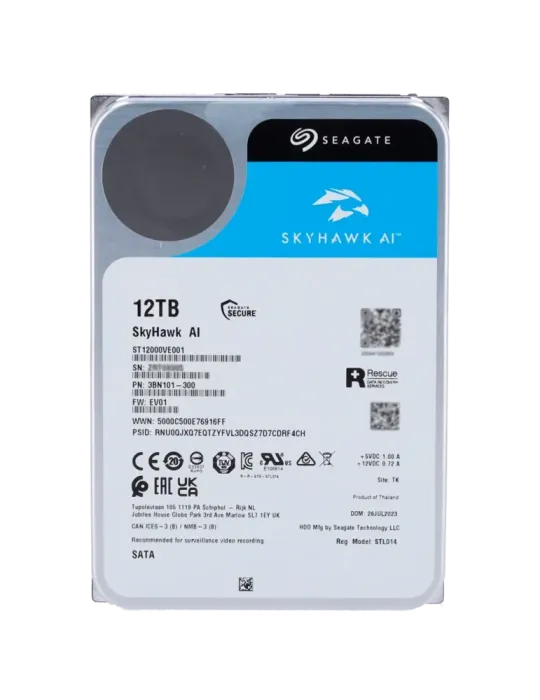 SEAGATE Disco duro Seagate Skyhawk AI - Capacidad 12 TB - Interfaz SAT