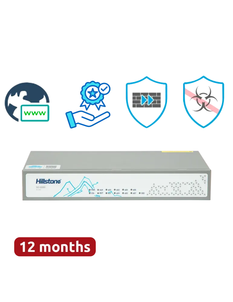 Hillstone Networks NGFW - Hardware + 1 año de servicio Plus - 4Gbps FW